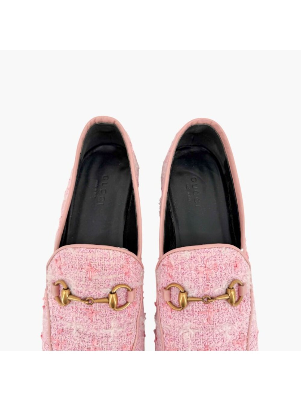 Gucci Jordaan Light Pink Tweed Horsebit Loafers Size 37 US 7 Women's Flats - Picture 5 of 15